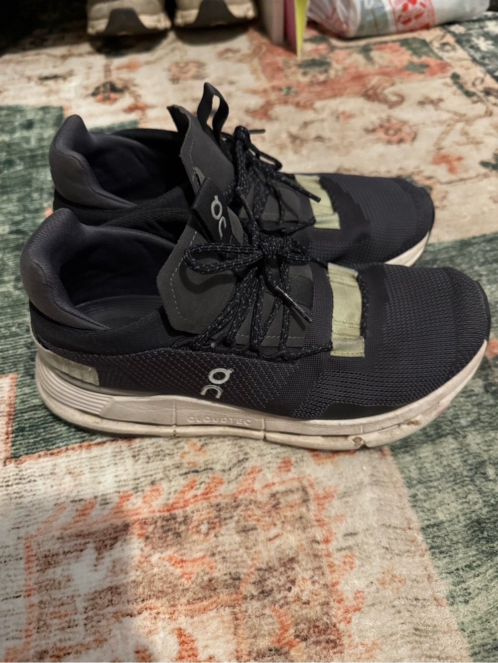 On Running Women's Black Athletic Sneakers with Cream Accents
